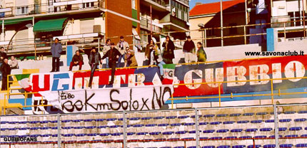 I tifosi eugubini presenti nella lontana Savona