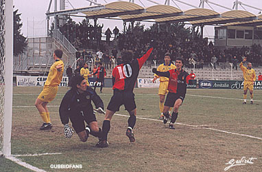 L'esultanza di Turchetta e di Spagnolli dopo il gol dell'1-0